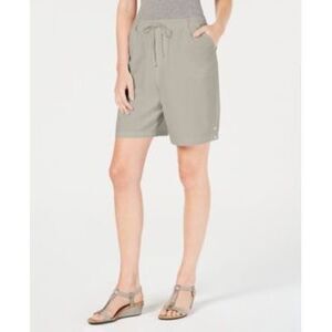 Karen Scott Petite Cotton Pull-on Shorts - Stonewall